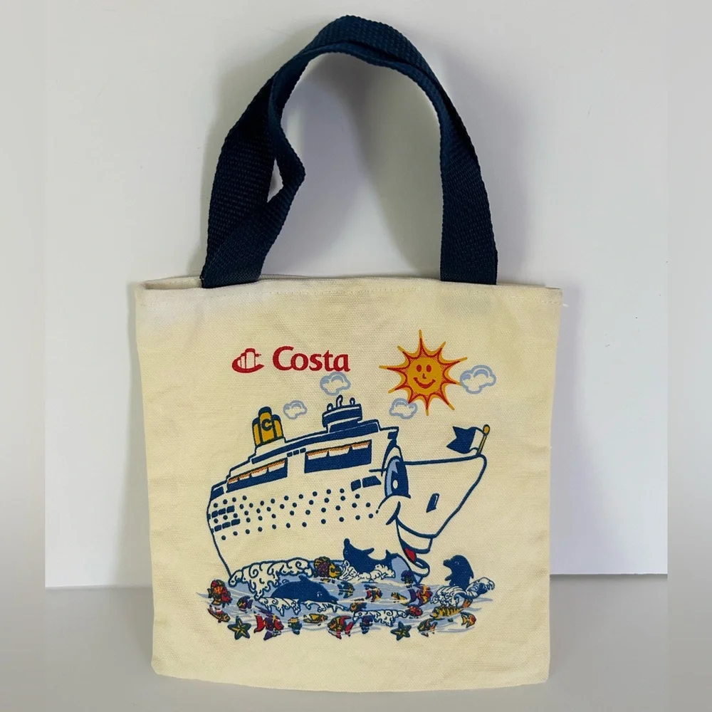 🦋 5/$25 - Vintage Costa Mini Canvas Cruise Small Tote Bag